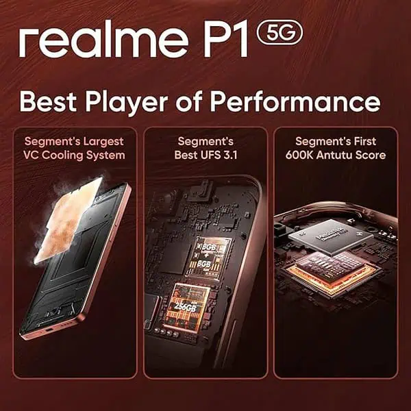 realme P1 5G 8GB RAM 128GB Storage Phonix Red1 - LXINDIA.COM