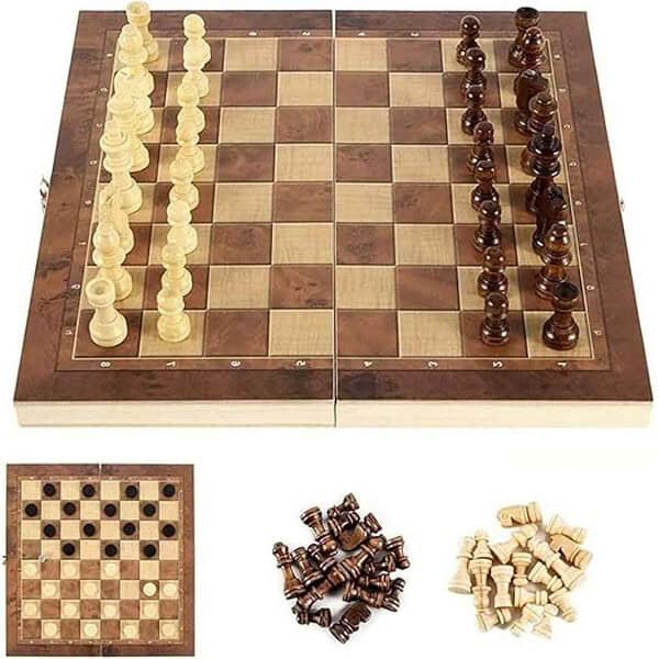 serveuttam Kid Chess Board Set Wooden 12 Inches Brown White Grey - LXINDIA.COM