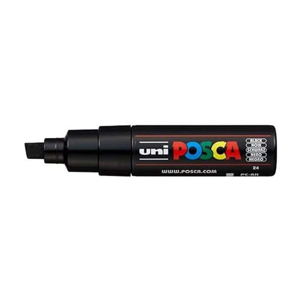 uni ball Posca Bold Point Chisel Shaped Marker Pen Black Ink Pack of 11 - LXINDIA.COM