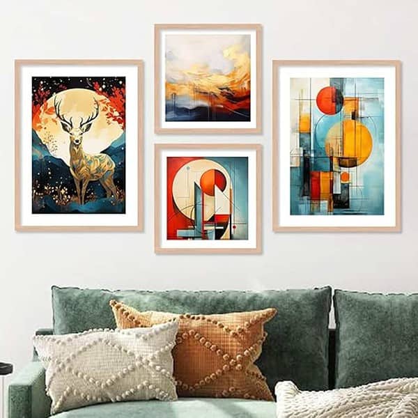 walllane Wood Beige Colour Modern Art Painting Set 4 Cate 017 3 - LXINDIA.COM