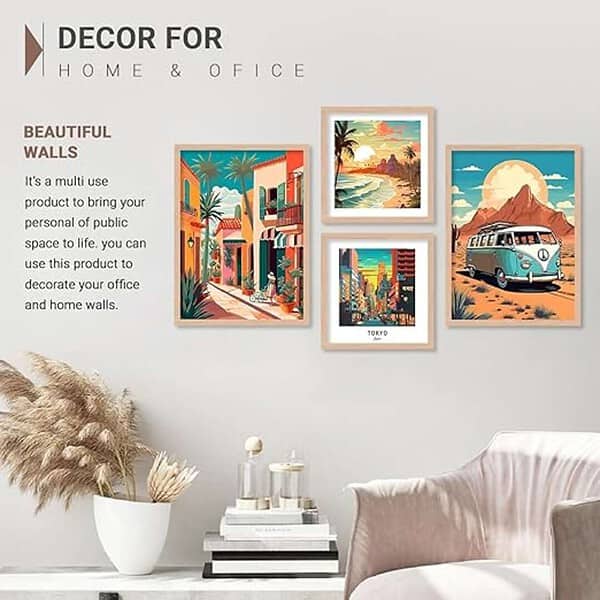 walllane Wood Beige Colour Modern Art Painting Set 4 Cate 037 1 - LXINDIA.COM