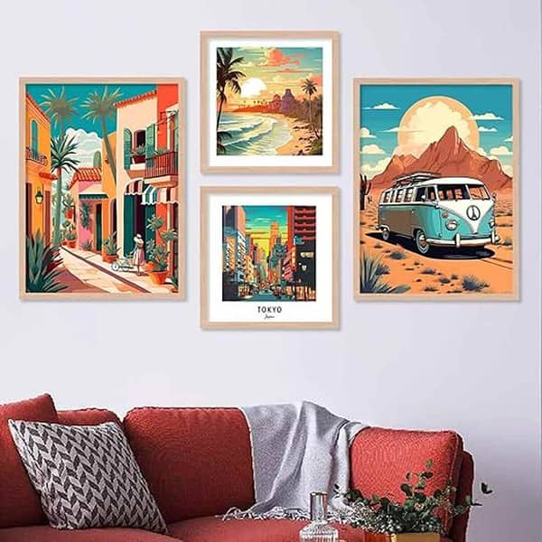 walllane Wood Beige Colour Modern Art Painting Set 4 Cate 037 3 - LXINDIA.COM