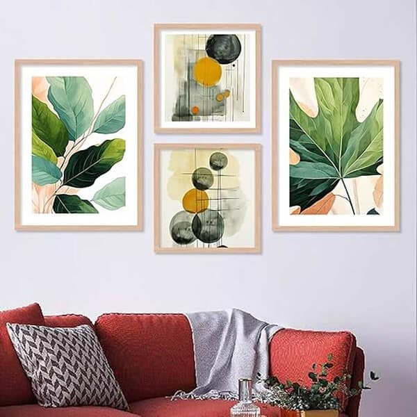 walllane Wood Beige Colour Modern Art Painting Set Of 4 Cate 019 1 - LXINDIA.COM