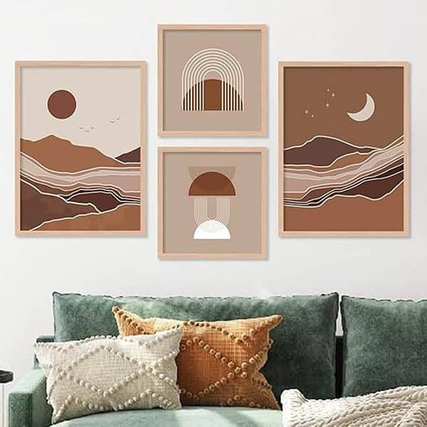 walllane Wood Beige Colour Modern Art Painting Set Of 4 Cate 025 3 - LXINDIA.COM