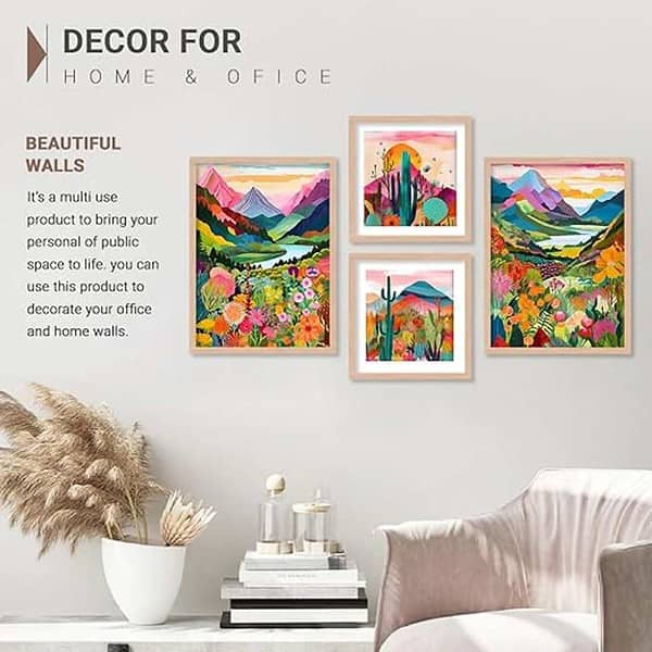 walllane Wood Beige Colour Modern Art Painting Set Of 4 Cate 030 3 - LXINDIA.COM