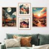 walllane Wood Beige Colour Modern Art Painting Set Of 4 Cate 032 - LXINDIA.COM