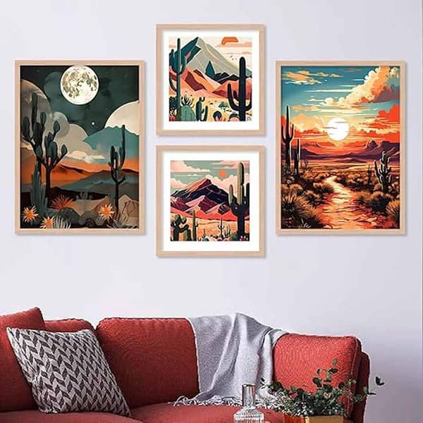 walllane Wood Beige Colour Modern Art Painting Set Of 4 Cate 032 3 - LXINDIA.COM