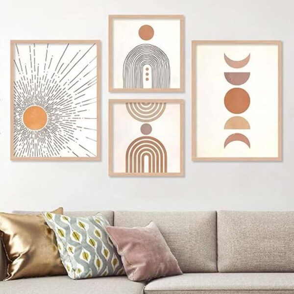 walllane Wood Beige Colour Modern Art Painting Set Of 4 Cate 034 1 - LXINDIA.COM