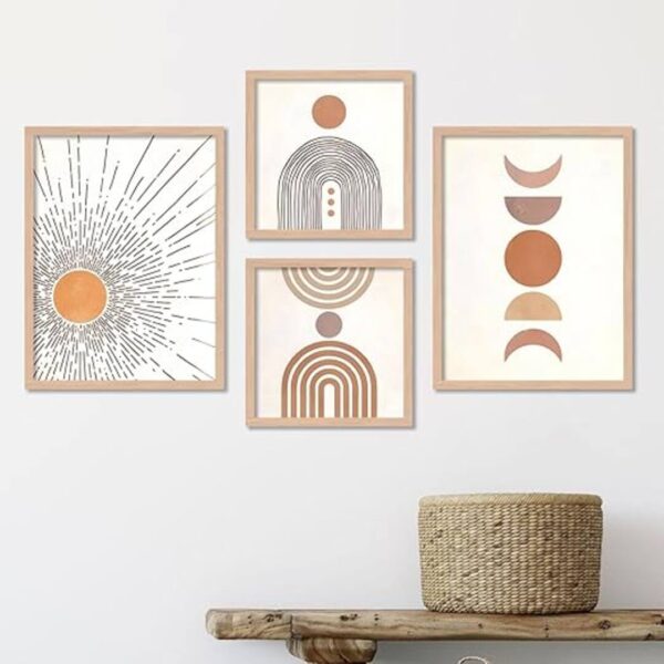 walllane Wood Beige Colour Modern Art Painting Set Of 4 Cate 034 3 - LXINDIA.COM