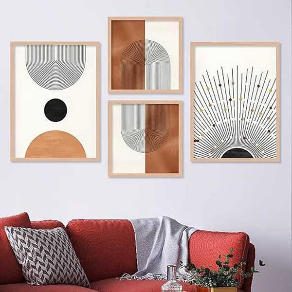 walllane Wood Beige Colour Modern Art Painting Set Of 4 Cate 036 1 - LXINDIA.COM