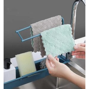 wolpin Kitchen Sink Organizer Plastic Wash Basin Storage Shelf Blue - LXINDIA.COM