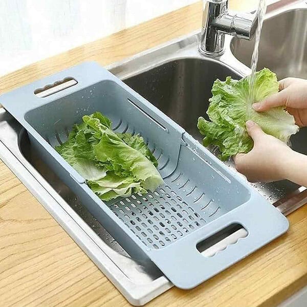 wolpin Plastic Expandable Kitchen Dish Drainer and Sink Organiser Blue - LXINDIA.COM