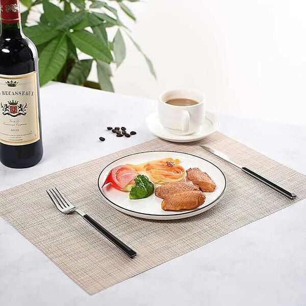 wolpin Polyvinyl Chloride Placemats Set of 2 Pcs Dining Table Anti Slip Heat Resistant Beige 3 - LXINDIA.COM