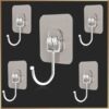 wolpin Self Adhesive Wall Hooks Silver Pack of 5 Pcs - LXINDIA.COM