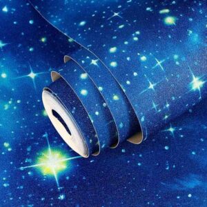 wolpin Wallpaper Non Woven Non Adhesive Night Sky Design Kids Rooms Blue - LXINDIA.COM