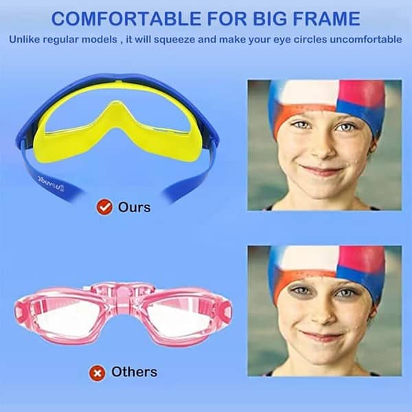 ﻿PROBEROS 2 pack Big Frame Swimming Goggles Age 3 to 16 Kids Blue pink 3 - LXINDIA.COM