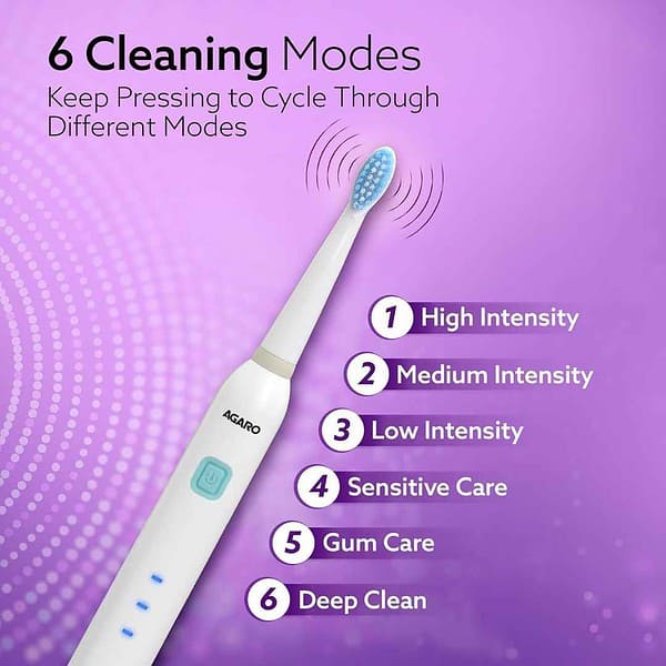 AGARO COSMIC Lite Sonic Electric Toothbrush White2 - LXINDIA.COM