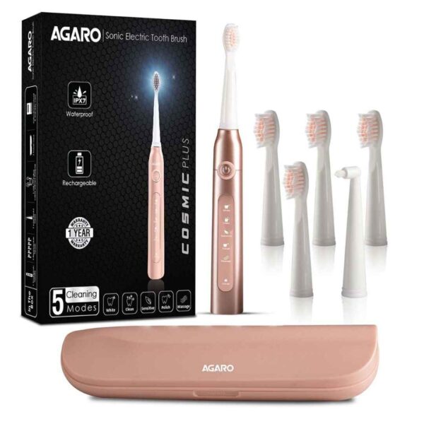 AGARO COSMIC PLUS Sonic Electric Tooth Brush Rose gold - LXINDIA.COM