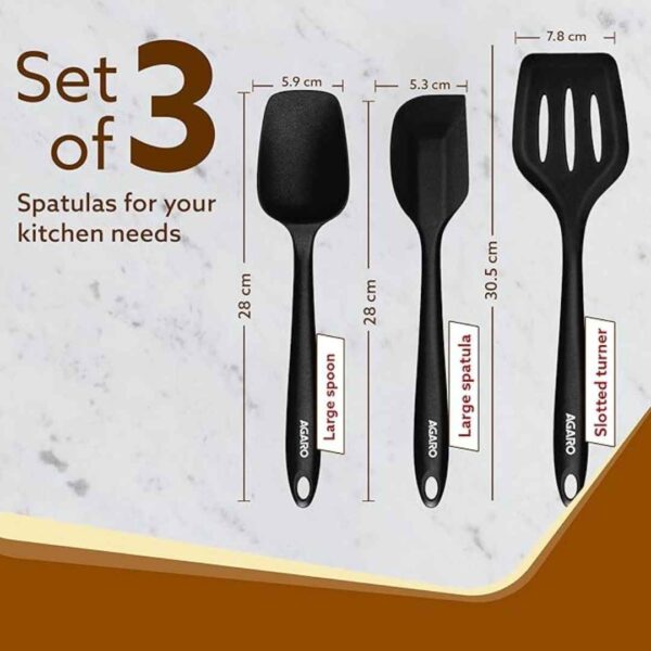 AGARO Deluxe Silicone Spatula Set of 3 Black3 - LXINDIA.COM