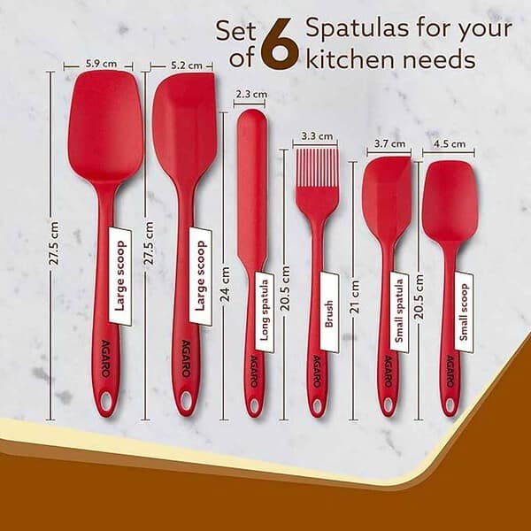 AGARO Deluxe Silicone Spatula Set of 6 Red2 - LXINDIA.COM