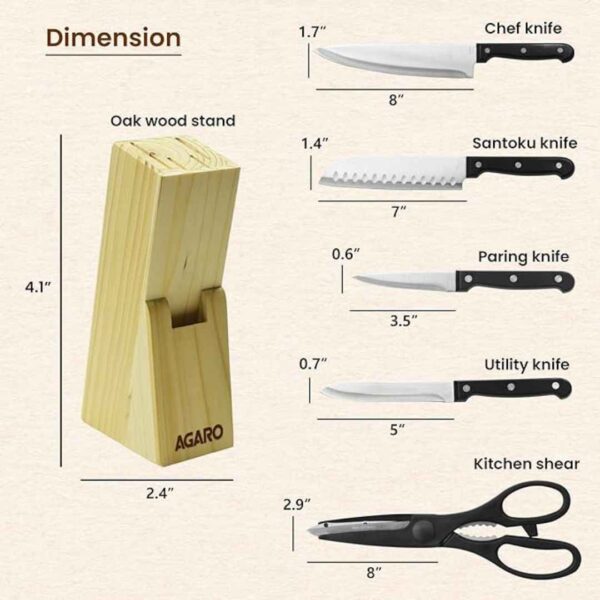 AGARO Galaxy 6 Pcs Kitchen Knives Set with Wooden Case 2 - LXINDIA.COM