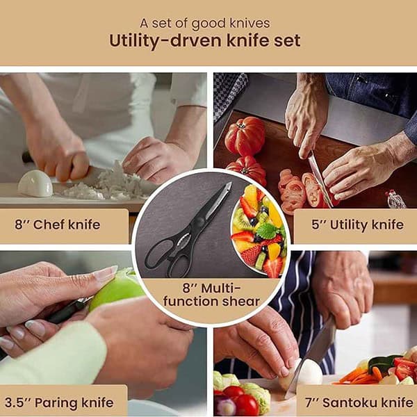 AGARO Galaxy 6 Pcs Kitchen Knives Set with Wooden Case 3 - LXINDIA.COM