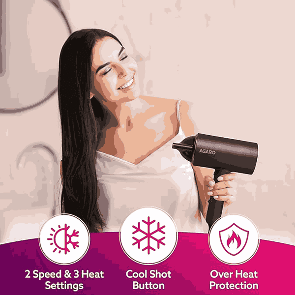 AGARO HD1214 Hair Dryer with 3 Temperature Settings and Cool Shot Button 1 - LXINDIA.COM