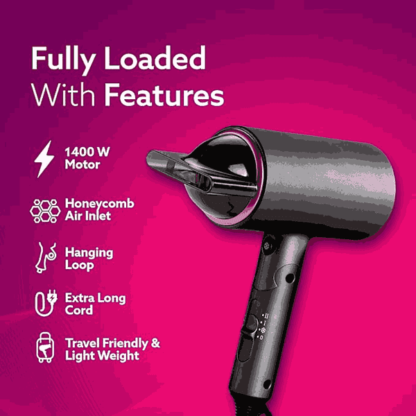 AGARO HD1214 Hair Dryer with 3 Temperature Settings and Cool Shot Button 3 - LXINDIA.COM