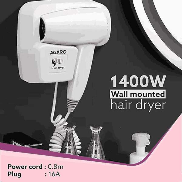 AGARO HD1417 Wall Mounted Hair Dryer White1 - LXINDIA.COM