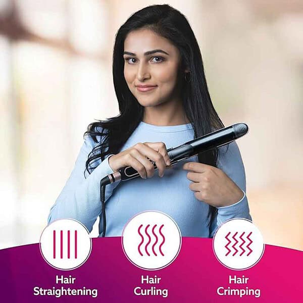 AGARO HS1119 3 in1 Hair Styler with Ceramic Coated Plate Black and Rose Gold1 - LXINDIA.COM