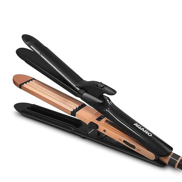 AGARO HS1719 4 in1 hair Straightener Black and Rose Gold - LXINDIA.COM