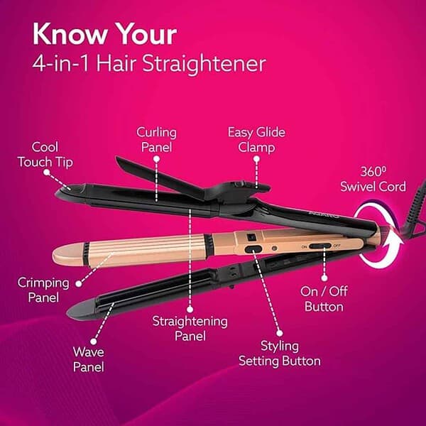 AGARO HS1719 4 in1 hair Straightener Black and Rose Gold3 - LXINDIA.COM