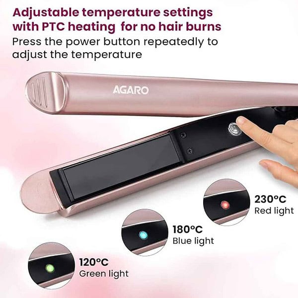 AGARO Hs1927 Hair Straightener and Curler For Women Rose Gold2 - LXINDIA.COM