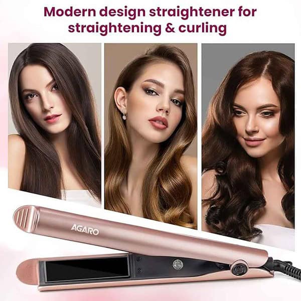 AGARO Hs1927 Hair Straightener and Curler For Women Rose Gold3 - LXINDIA.COM