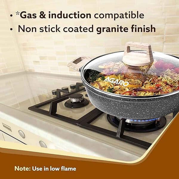 AGARO Imperial Granite 3pcs Non Stick Cookware Set Dark Grey4 - LXINDIA.COM