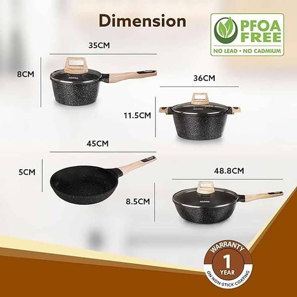 AGARO Imperial Granite 4pcs Non Stick Cookware Set 3 - LXINDIA.COM