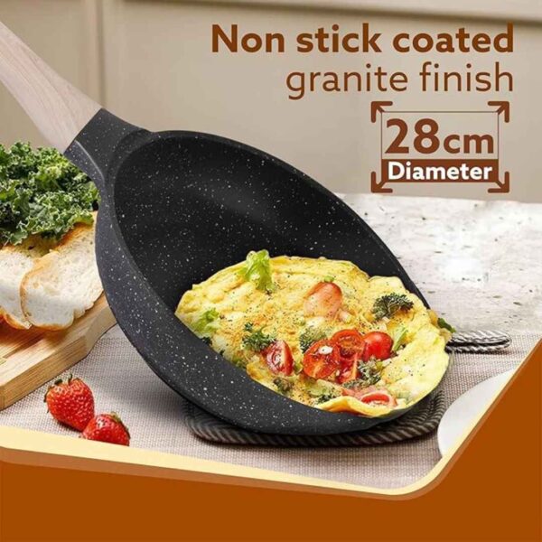 AGARO Imperial Granite Non Stick Frypan with Glass Lid 28cm Dark Grey - LXINDIA.COM