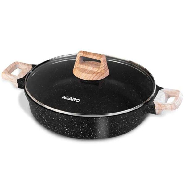 AGARO Imperial Granite Non Stick Kadai with Glass Lid 24cm Dark Grey - LXINDIA.COM