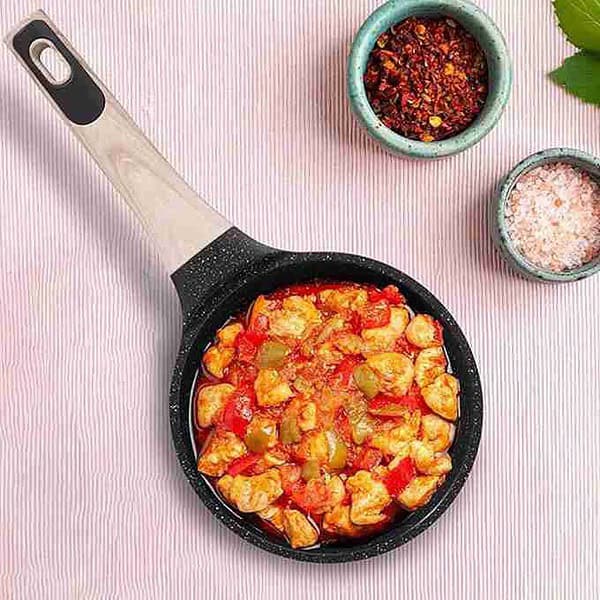 AGARO Imperial Granite Non Stick Sauce pan with Glass Lid 16cm Dark Grey - LXINDIA.COM