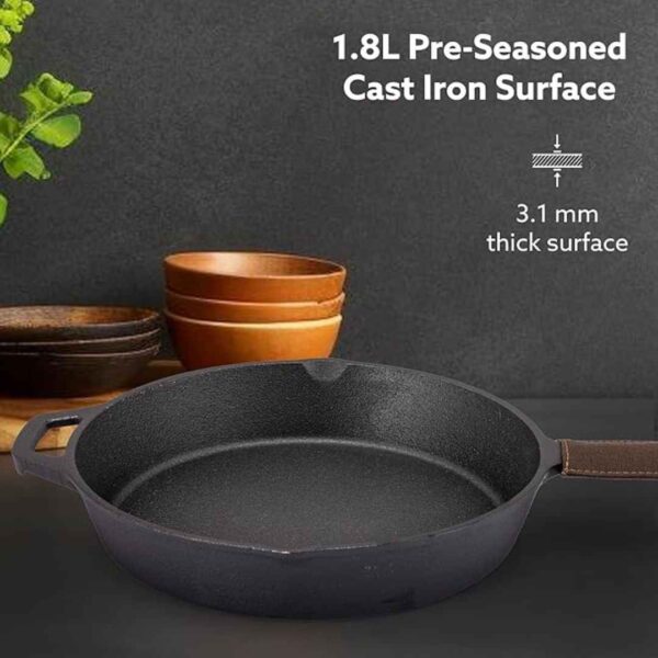 AGARO Royal Pre Seasoned Cast Iron Deep Fry Pan 26cm Diameter1 - LXINDIA.COM