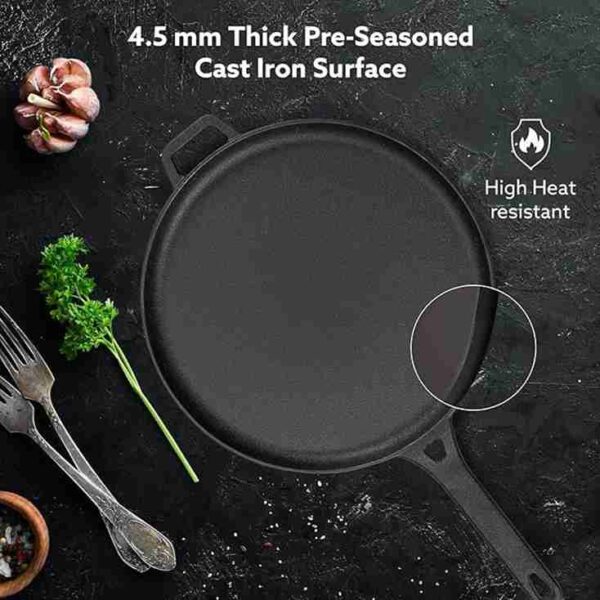 AGARO Royal Pre Seasoned Cast Iron Tawa 28 cm Diameter 3 - LXINDIA.COM