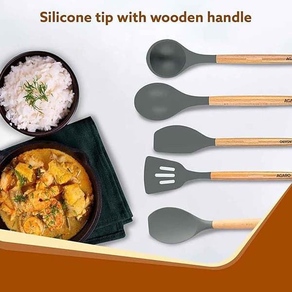 AGARO Royal Silicone Spatula Set of 5 Grey2 - LXINDIA.COM