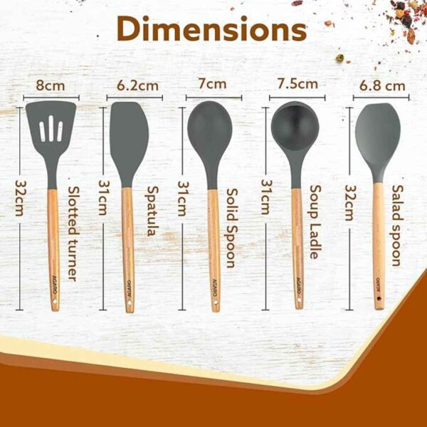 AGARO Royal Silicone Spatula Set of 5 Grey3 - LXINDIA.COM