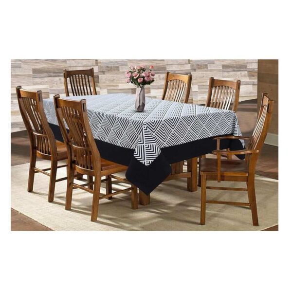 AIRWILL Cotton Geometric Pattern 6 Seater Table Cloth Black 2 - LXINDIA.COM