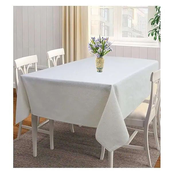 AIRWILL Cotton Solid Pattern 4 Seater Square Table Cover White 2 - LXINDIA.COM