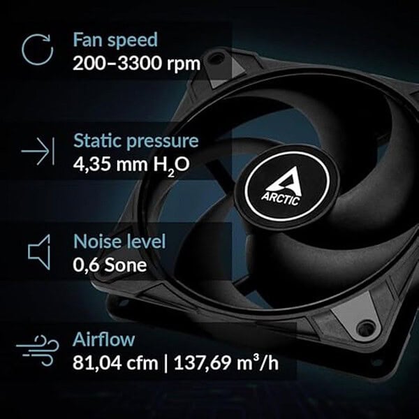 ARCTIC P12 Max PC Fan High Performance 120mm Case Fan Black 1 - LXINDIA.COM