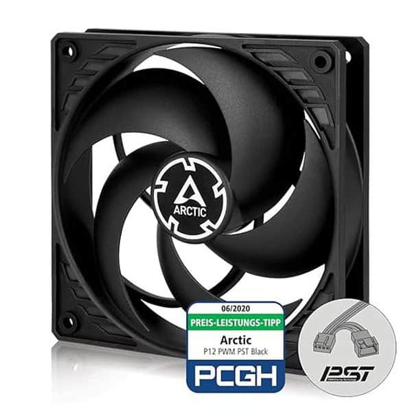 ARCTIC P12 PWM PST 120 mm Case Fan 200 to1800 RPM Black - LXINDIA.COM