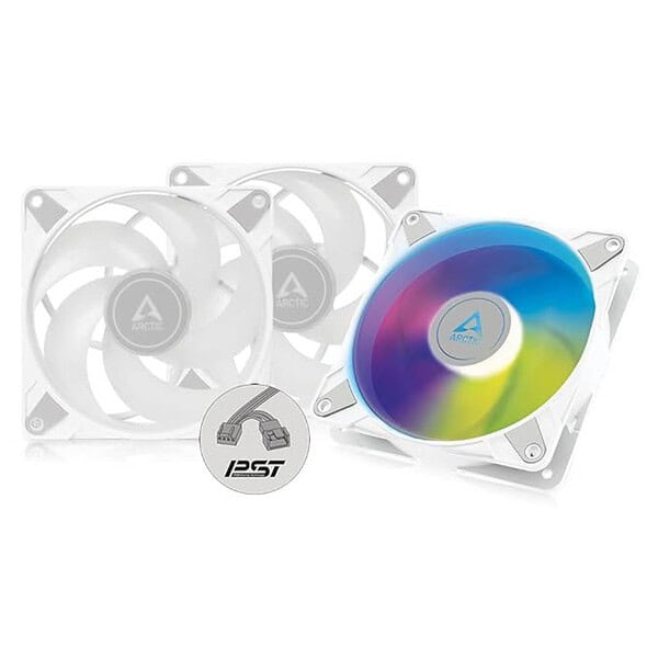 ARCTIC P12 PWM PST A RGB 3 Pack 120 mm PWM case Fan White - LXINDIA.COM