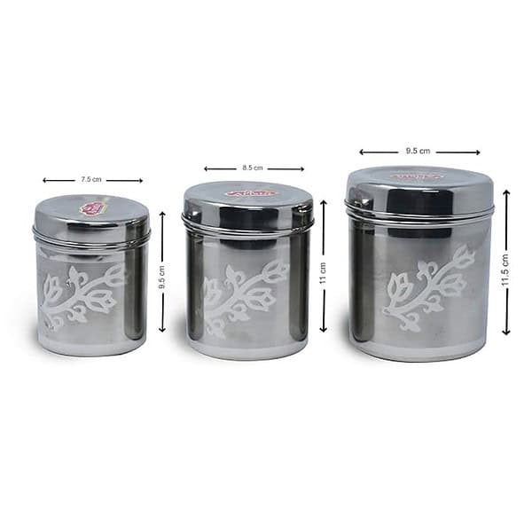 ARISTO Stainless Steel Container 300 ml 500 ml 650 ml 3 Pieces Silver 2 - LXINDIA.COM