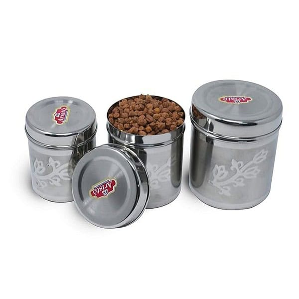 ARISTO Stainless Steel Container 300 ml 500 ml 650 ml 3 Pieces Silver - LXINDIA.COM